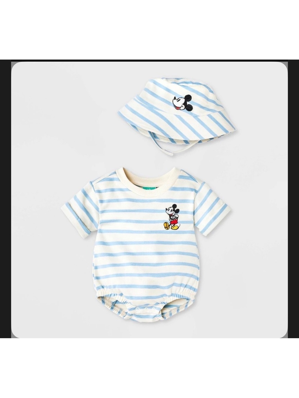 Baby Boys' 2pc Disney Mickey Mouse Romper & Hat Set - NWT Blue 12M